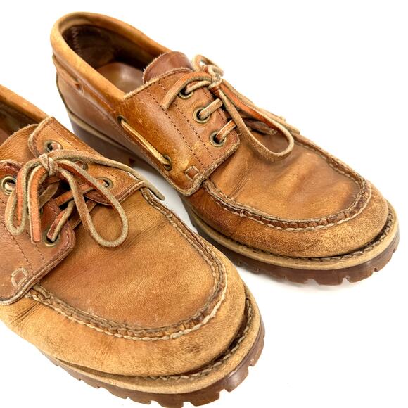 Vintage 90s Backroads Tan 100% Genuine Leather Rugged Lug Sole Loafers main image 7